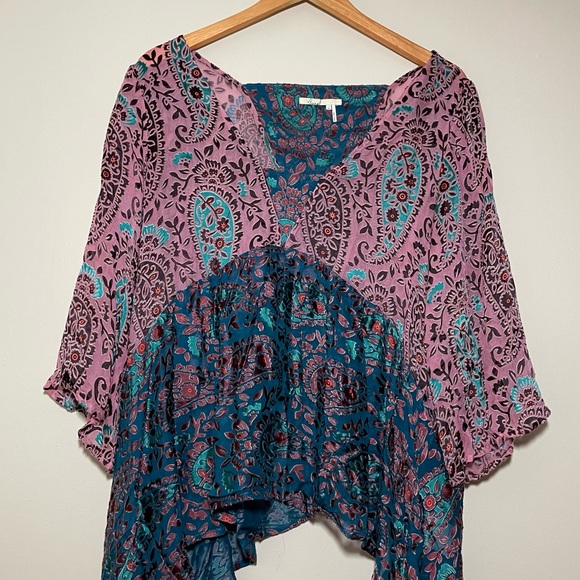 Anthropologie Valo Velvet Burnout Paisley Blouse - Picture 2 of 8